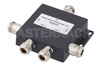 50 Ohm 4 Way N Power Divider From 0.8 GHz To 2.5 GHz Rated at 50 Watts