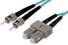 SC to ST Duplex Using 50/125 Multi Mode Fiber Optic Cable 3 Meters Length in Aqua Blue