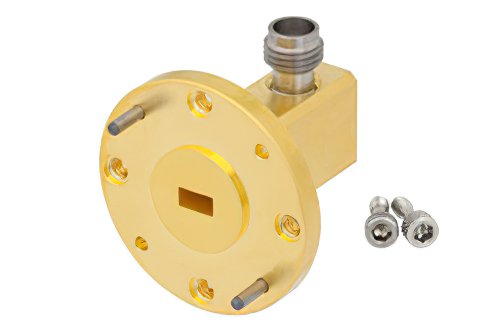 WR-19 UG-383/U-Mod Round Cover Flange to 1.85mm Female Waveguide to Coax Adapter Operating from 40 GHz to 60 GHz