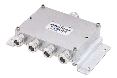 Low PIM 4 Way N Power Divider From 698 MHz to 2.7 GHz Rated at 30 Watts