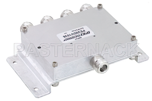 Low PIM 4 Way N Power Divider From 698 MHz to 2.7 GHz Rated at 30 Watts
