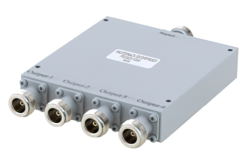 4 Way N Power Divider from 375 MHz to 6 GHz Rated at 30 Watts