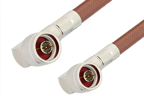 N Male Right Angle to N Male Right Angle Cable Using RG393 Coax, RoHS