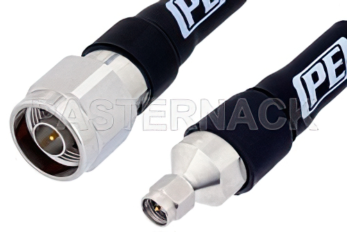 N Male to SMA Male Low Loss Test Cable 12 Inch Length Using PE-P300LL Coax, RoHS