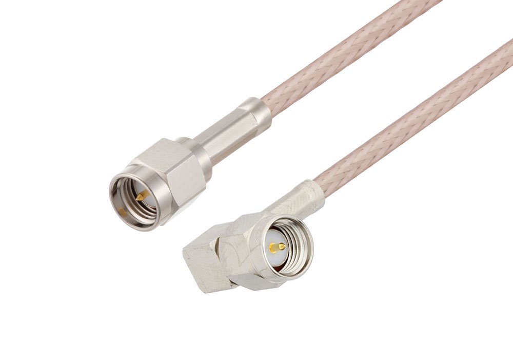 SMA Male to SMA Male Right Angle Cable Using RG316-DS Coax, LF Solder, RoHS