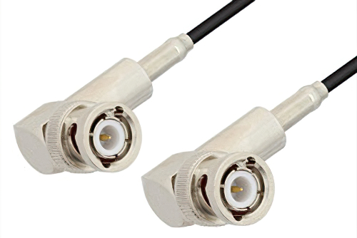 BNC Male Right Angle to BNC Male Right Angle Cable Using RG174 Coax, RoHS