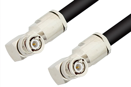 BNC Male Right Angle to BNC Male Right Angle Cable Using RG213 Coax, RoHS
