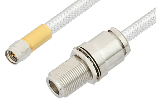 SMA Male to N Female Bulkhead Cable Using PE-SR401FL Coax