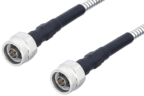 N Male to N Male Low Loss Cable 24 Inch Length Using PE-P142LL Coax with HeatShrink