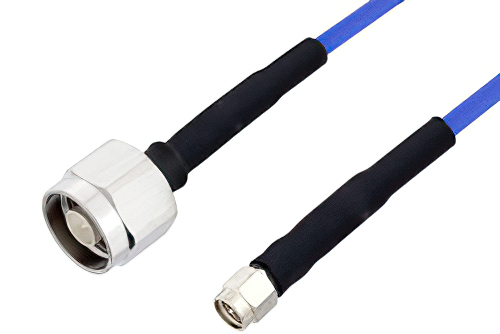 N Male to SMA Male LSZH Jacketed Low PIM Cable 100 cm Length Using SR402FLJ Low PIM Coax with HeatShrink, RoHS