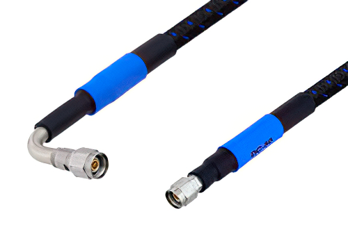 2.4mm Male to 2.4mm Male Right Angle Precision Cable Using High Flex VNA Test Coax, RoHS