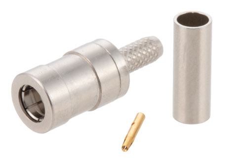 SMB Plug Connector Crimp/Solder Attachment for RG174, RG316, RG188, LMR-100, PE-B100, PE-C100, 0.100 inch