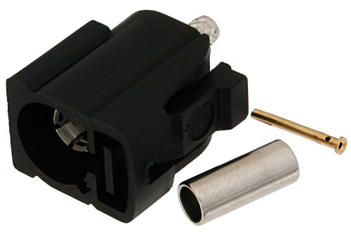 FAKRA Jack Connector Crimp/Solder Attachment for RG174, RG316, RG188, .100 inch, PE-B100, PE-C100, LMR-100, Black Color