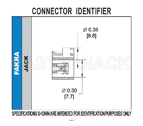 FAKRA Jack Connector Crimp/Solder Attachment for RG174, RG316, RG188, .100 inch, PE-B100, PE-C100, LMR-100, Black Color