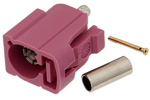 FAKRA Jack Connector Crimp/Solder Attachment for RG174, RG316, RG188, .100 inch, PE-B100, PE-C100, LMR-100, Violet Color