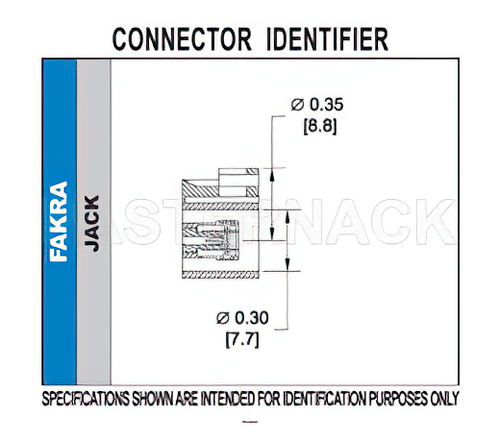 FAKRA Jack Connector Crimp/Solder Attachment for RG174, RG316, RG188, .100 inch, PE-B100, PE-C100, LMR-100, Curry Color