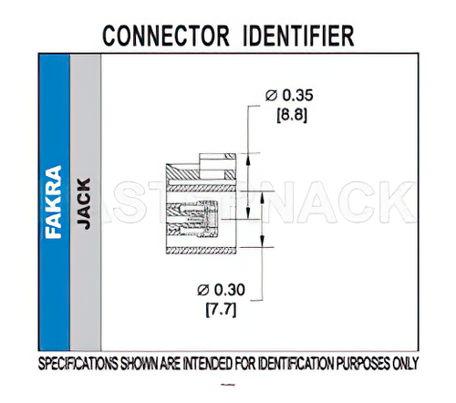 FAKRA Jack Right Angle Connector Crimp/Solder Attachment for RG174, RG316, RG188, .100 inch, PE-B100, PE-C100, LMR-100, Black Color