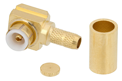 MMBX Plug Right Angle Snap-On Connector Crimp/Solder Attachment for RG316, RG174, With Male Center Contact