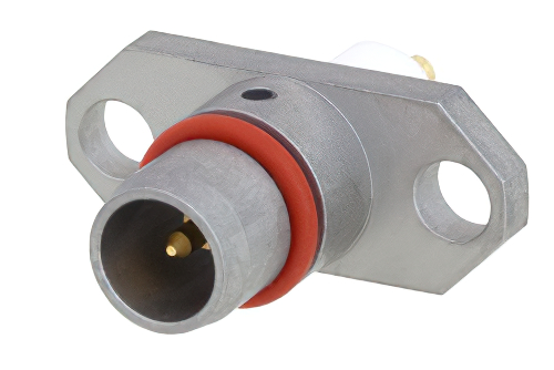BMA Plug Slide-On Connector Solder Attachment 2 Hole Flange Mount Stub Terminal, .481 inch Hole Spacing, Rated to 22GHz