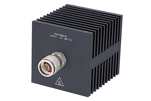 Medium Power 50 Watts RF Load Up To 18 GHz With N Male Input Square Body Black Anodized Aluminum Heatsink