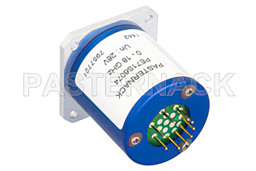 SP4T Electromechanical Relay Normally Open Switch, DC to 18 GHz, up to 240W, 28V, SMA
