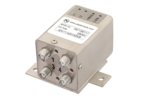 Transfer Electromechanical Relay Latching Switch, DC to 26.5 GHz, 20W, 28V Indicators, TTL, Self Cut Off, Diodes, SMA
