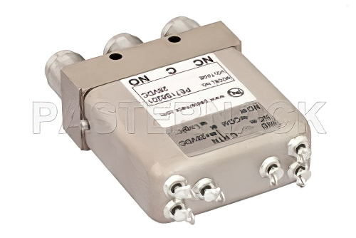 SPDT Electromechanical Relay Failsafe Switch, DC to 10 GHz, 50W, 28V Indicators, TTL, Diodes, TNC