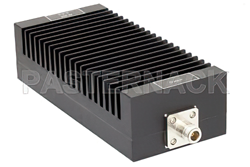 30 dB Fixed Attenuator, N Male to N Female Unidirectional Black Anodized Aluminum Heatsink Body Rated to 200 Watts Up to 3 GHz