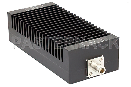 40 dB Fixed Attenuator, N Male to N Female Unidirectional Black Anodized Aluminum Heatsink Body Rated to 200 Watts Up to 3 GHz