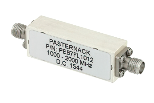 11 Section Bandpass Filter With SMA Female Connectors Operating From 1 GHz to 2 GHz With a 1,000 MHz Passband
