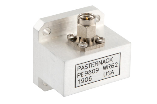 WR-62 UG-1665/U Square Cover Flange to SMA Male Waveguide to Coax Adapter Operating from 12.4 GHz to 18 GHz