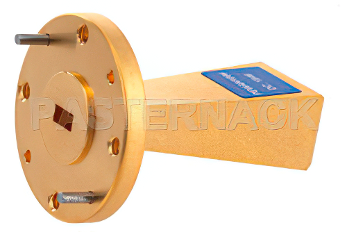 WR-19 Waveguide Standard Gain Horn Antenna Operating from 40 GHz to 60 GHz with a Nominal 15 dBi Gain with UG-383/U-Mod Round Cover Flange