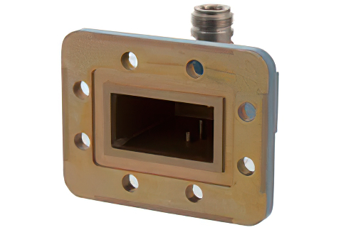 WR-159 CPR-159G Grooved Flange to N Female Waveguide to Coax Adapter Operating from 4.9 GHz to 7.05 GHz