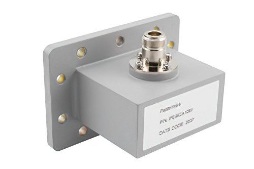WR-284 UDR32 Flange to N Female Waveguide to Coax Adapter Operating from 2.6 GHz to 3.95 GHz in Aluminum