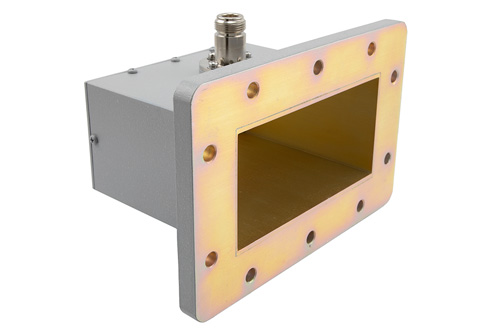 WR-430 UDR22 Flange to N Female Waveguide to Coax Adapter Operating from 1.72 GHz to 2.61 GHz in Aluminum
