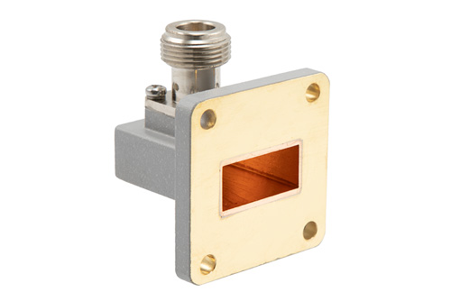 WR-90 UBR100 Flange to N Female Waveguide to Coax Adapter Operating from 8.2 GHz to 12.4 GHz in Brass
