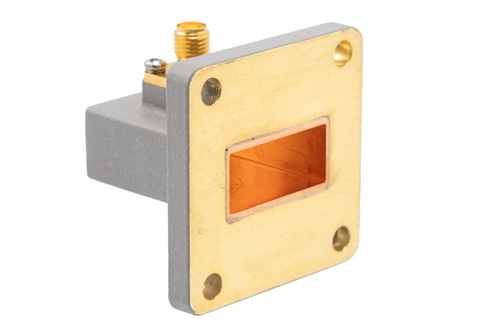 WR-90 UBR100 Flange to SMA Female Waveguide to Coax Adapter Operating from 8.2 GHz to 12.4 GHz in Brass