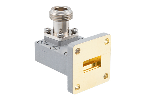WR-62 UBR140 Flange to N Female Waveguide to Coax Adapter Operating from 11.9 GHz to 18 GHz in Brass