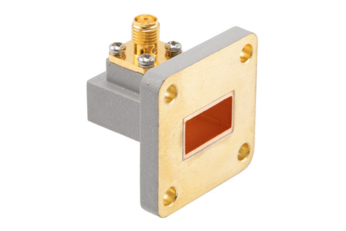 WR-62 UBR140 Flange to SMA Female Waveguide to Coax Adapter Operating from 11.9 GHz to 18 GHz in Brass