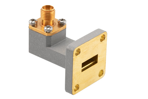 WR-42 UBR220 Flange to SMA Female Waveguide to Coax Adapter Operating from 17.6 GHz to 26.7 GHz in Brass