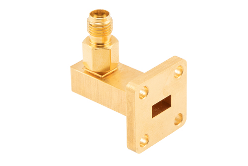 WR-28 UBR320 Flange to 2.92mm Female Waveguide to Coax Adapter Operating from 26.5 GHz to 40 GHz in Brass