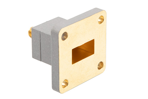 WR-62 UBR140 Flange to End Launch SMA Female Waveguide to Coax Adapter Operating from 11.9 GHz to 18 GHz in Brass
