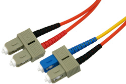 SC to SC Duplex Using 62.5/125 To 9/125 Mode Conditioning Fiber Optic Cable 3 Meters Length in Orange/Yellow