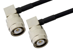 TNC Male Right Angle to TNC Male Right Angle Precision Cable Using PE-SR402FLJ Coax, RoHS