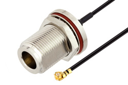  N Female Bulkhead to UMCX 2.5 Plug Cable Using 1.37mm Coax, RoHS