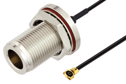  N Female Bulkhead to HMCX32 1.2 Plug Cable Using 0.81mm Coax, RoHS