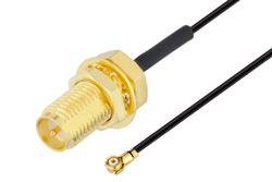  Reverse Polarity SMA Female Bulkhead to WMXC 1.6 Plug Cable Using 0.81mm Coax, RoHS