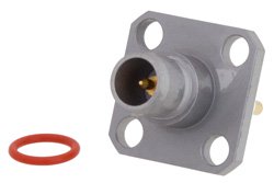 BMA Plug Slide-On Connector Solder Attachment 4 Hole Flange Mount Stub Terminal, .340 inch Hole Spacing