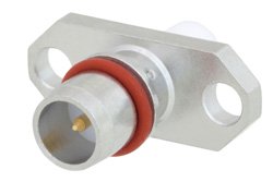 BMA Plug Slide-On Connector Solder Attachment 2 Hole Flange Mount Stub Terminal, .481 inch Hole Spacing, Rated to 18GHz