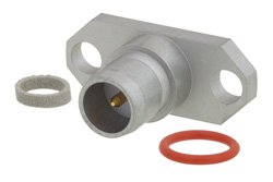 BMA Plug Slide-On Field Replaceable Connector With EMI Gasket 2 Hole Flange Mount .020 inch Pin, .481 inch Hole Spacing, With EMI Gasket